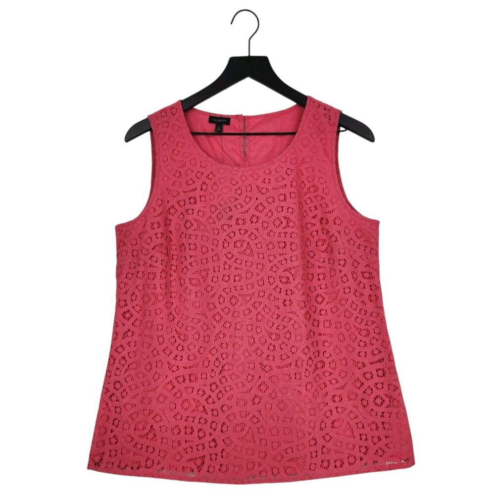 NEW‎ Talbots Womens Sz 10 Pink Sleeveless Blouse Lace Lined Feminine